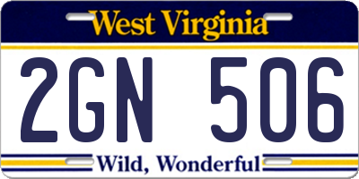 WV license plate 2GN506