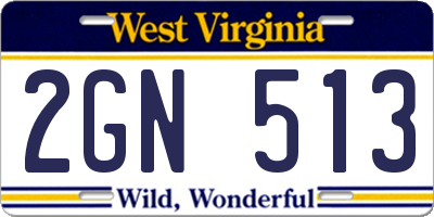 WV license plate 2GN513
