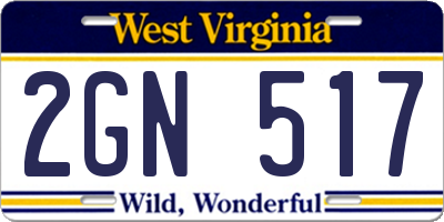 WV license plate 2GN517