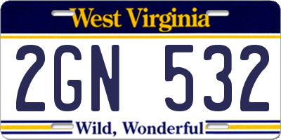WV license plate 2GN532