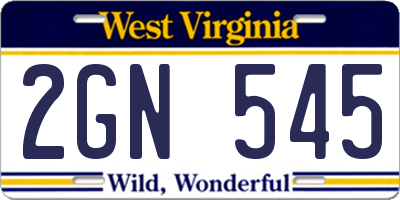 WV license plate 2GN545