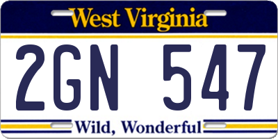 WV license plate 2GN547