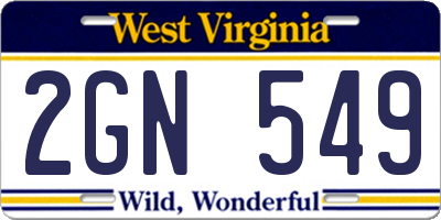 WV license plate 2GN549