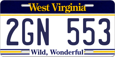 WV license plate 2GN553