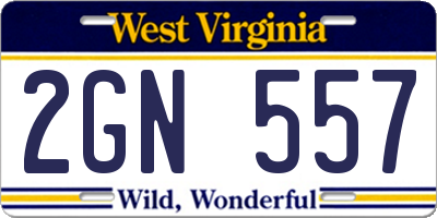 WV license plate 2GN557