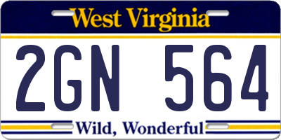 WV license plate 2GN564