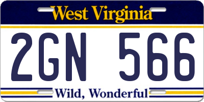 WV license plate 2GN566