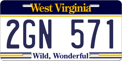 WV license plate 2GN571