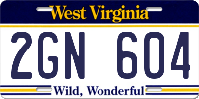 WV license plate 2GN604