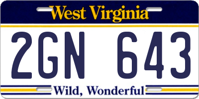 WV license plate 2GN643