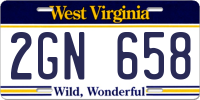 WV license plate 2GN658
