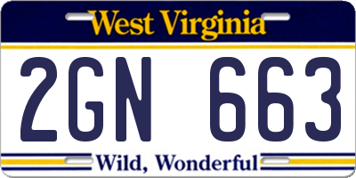 WV license plate 2GN663