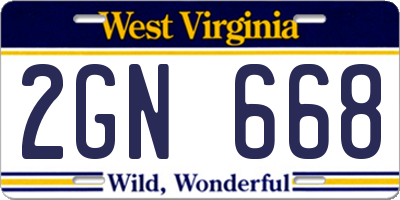 WV license plate 2GN668