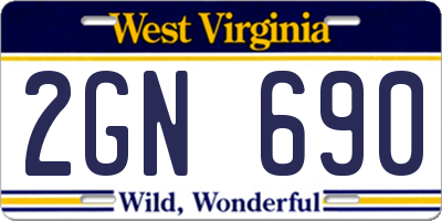 WV license plate 2GN690