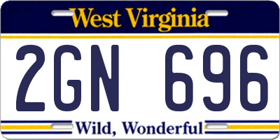 WV license plate 2GN696