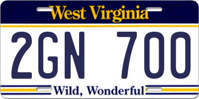 WV license plate 2GN700