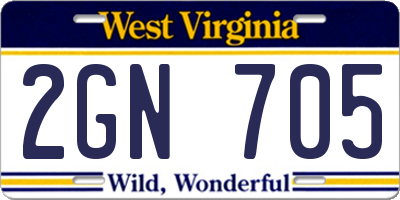 WV license plate 2GN705