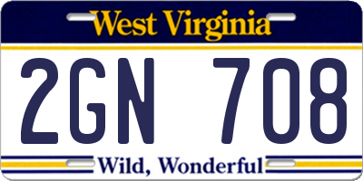 WV license plate 2GN708
