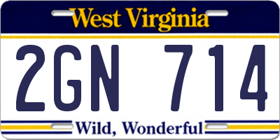 WV license plate 2GN714