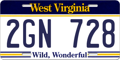 WV license plate 2GN728