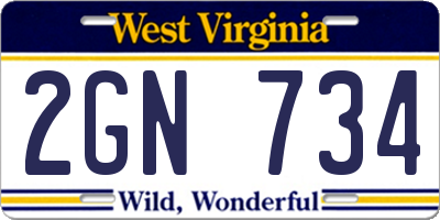 WV license plate 2GN734