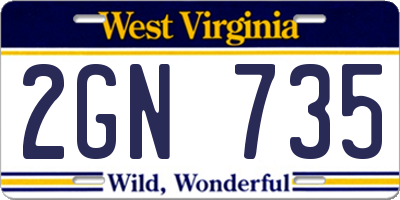 WV license plate 2GN735