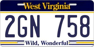 WV license plate 2GN758