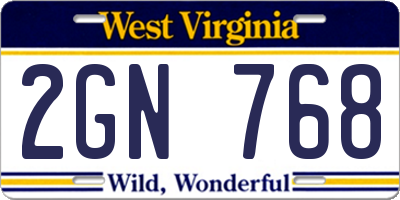 WV license plate 2GN768