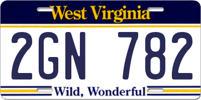WV license plate 2GN782