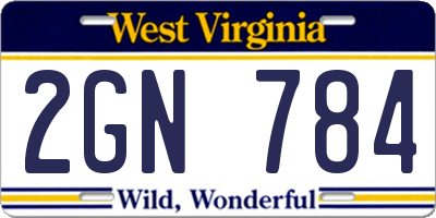 WV license plate 2GN784