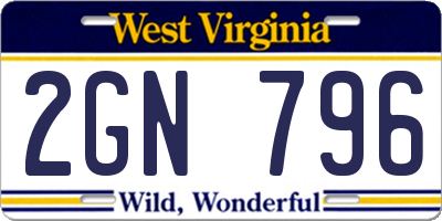 WV license plate 2GN796