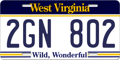 WV license plate 2GN802