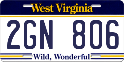 WV license plate 2GN806