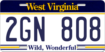 WV license plate 2GN808