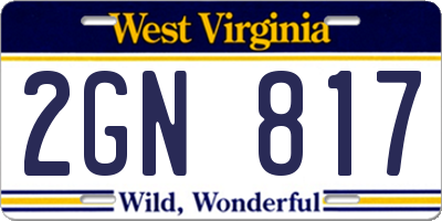 WV license plate 2GN817