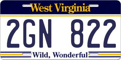 WV license plate 2GN822