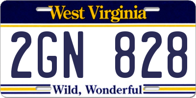 WV license plate 2GN828