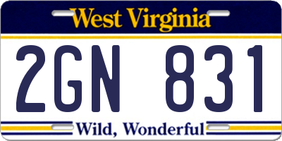 WV license plate 2GN831