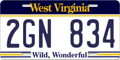 WV license plate 2GN834