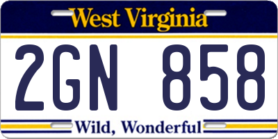 WV license plate 2GN858