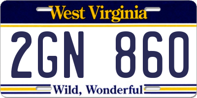 WV license plate 2GN860