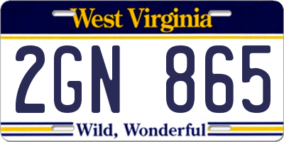 WV license plate 2GN865