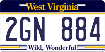 WV license plate 2GN884