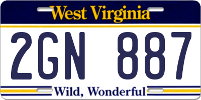 WV license plate 2GN887