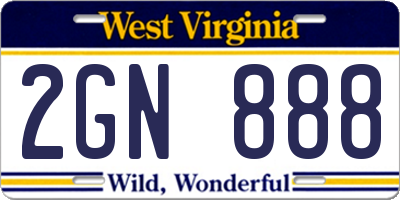 WV license plate 2GN888