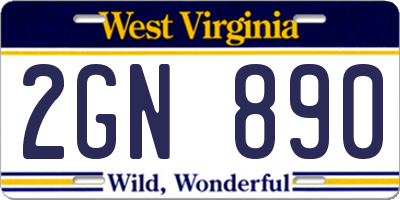 WV license plate 2GN890