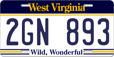 WV license plate 2GN893