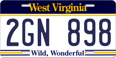 WV license plate 2GN898