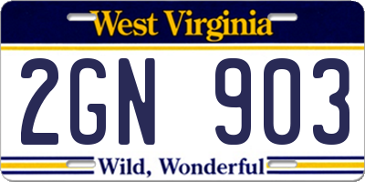WV license plate 2GN903