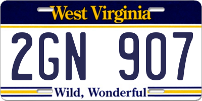 WV license plate 2GN907